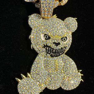Gold and Silver Crystal Bear Pendant